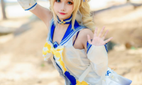 【COS正片】Momoko葵葵&天夫人夏日cos原神 芭芭拉和琴泳装