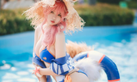 【COS正片】死宅少女鱼一可泳装cos FGO玉藻前夏日泳池美少女